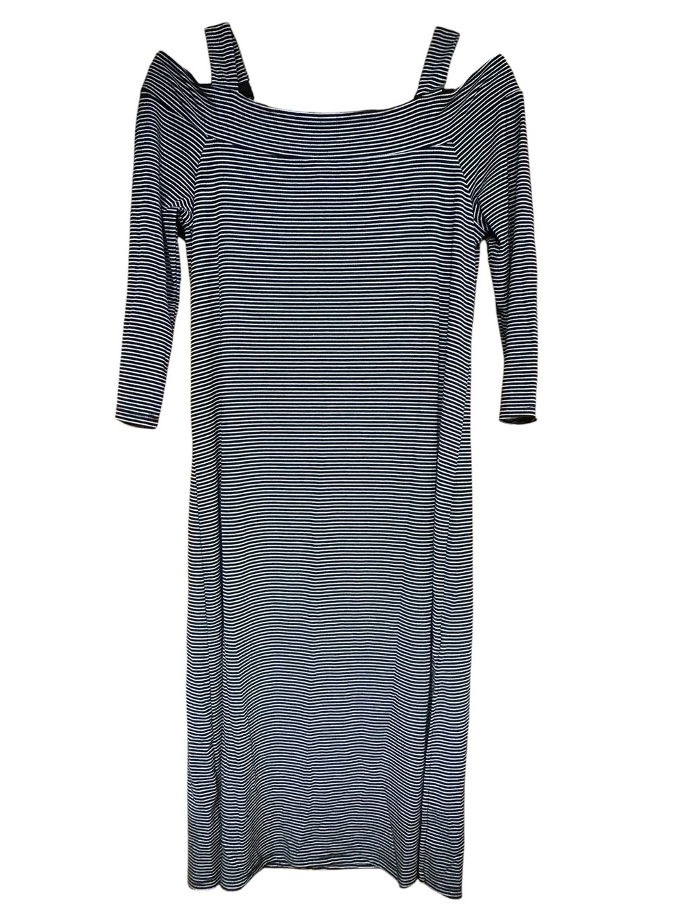 Bobeau Black White‎ Off Shoulder Dress Long Large